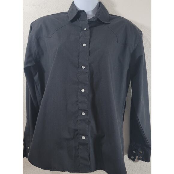 VTG Spurs N Lace Black Pearl Snap Closure Collard Medium Lightweight Western - Picture 1 of 5